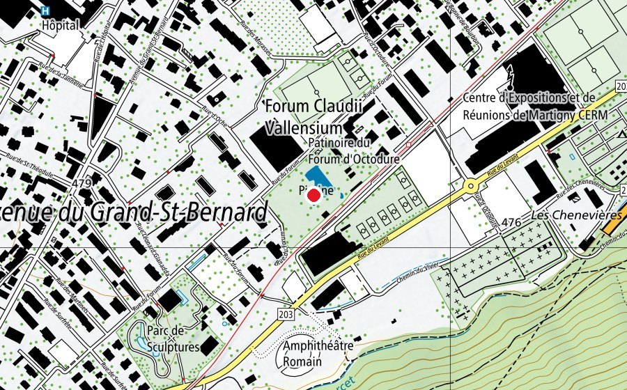 Carte indiquant l’emplacement de Piscine municipale de Martigny (Centre sportif)
