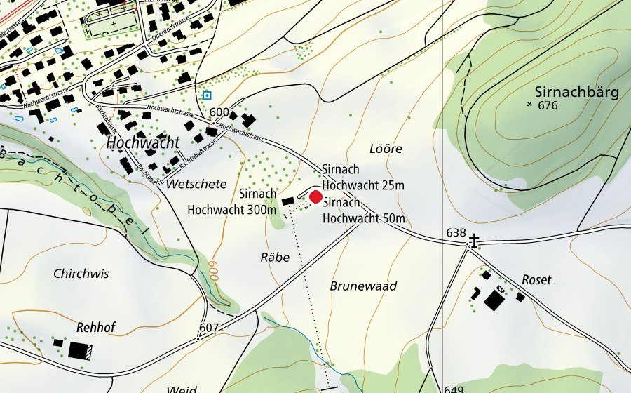 Carte indiquant l’emplacement de Pistolenschiessstand Hochwacht (Centre sportif)