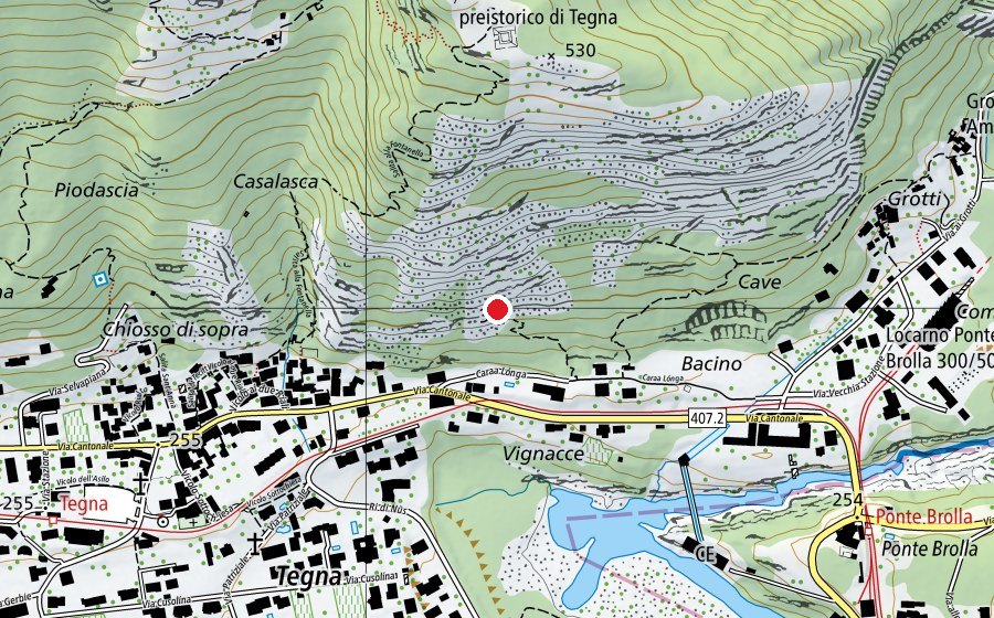 Mappa con la posizione di Placche di Tegna (Centro sportivo)