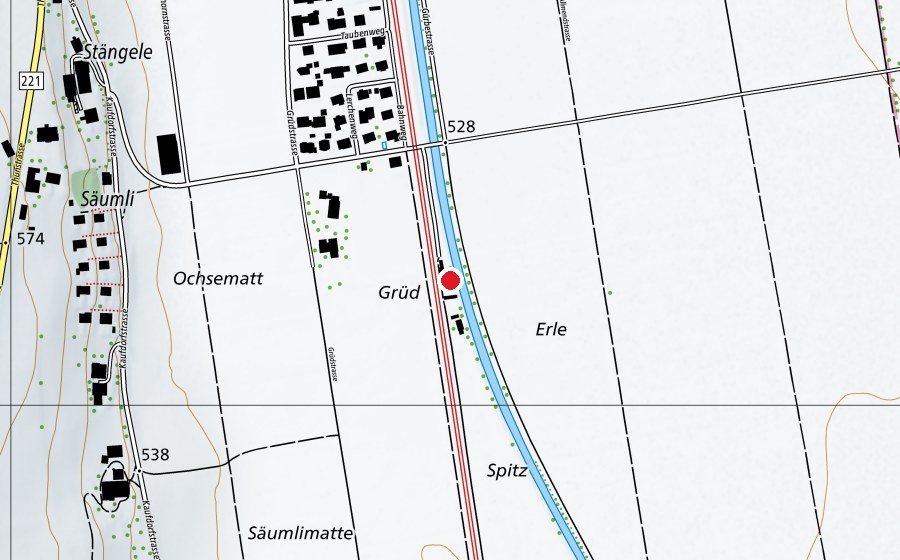 Map showing the location of Platzgerklub Toffen (Sports centre)