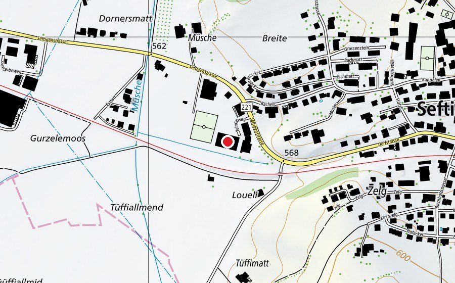 Map showing the location of Raiffeisen Arena Gürbetal (Sports centre)