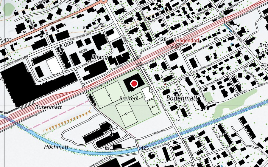 Carte indiquant l’emplacement de Raiffeisen Arena (Centre sportif)