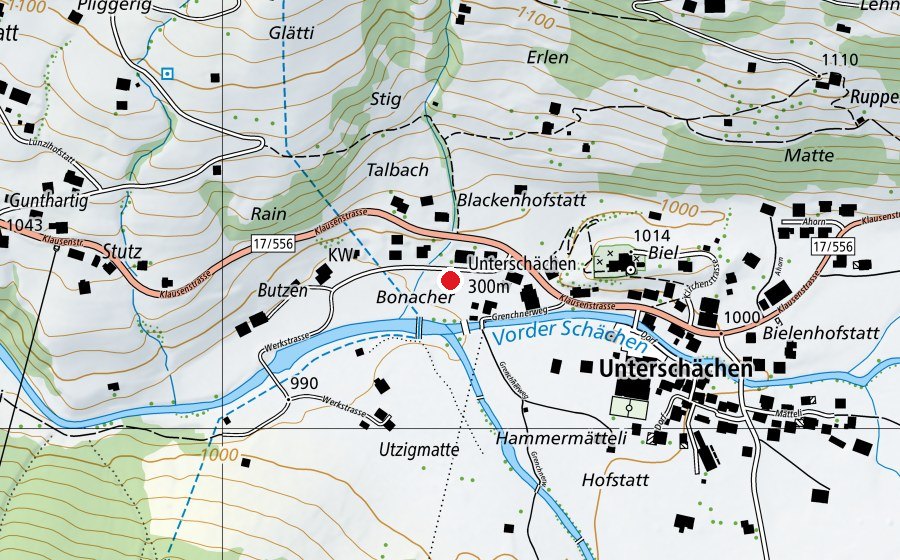 Mappa con la posizione di Raiffeisen Langlauf Zentrum (Centro sportivo)