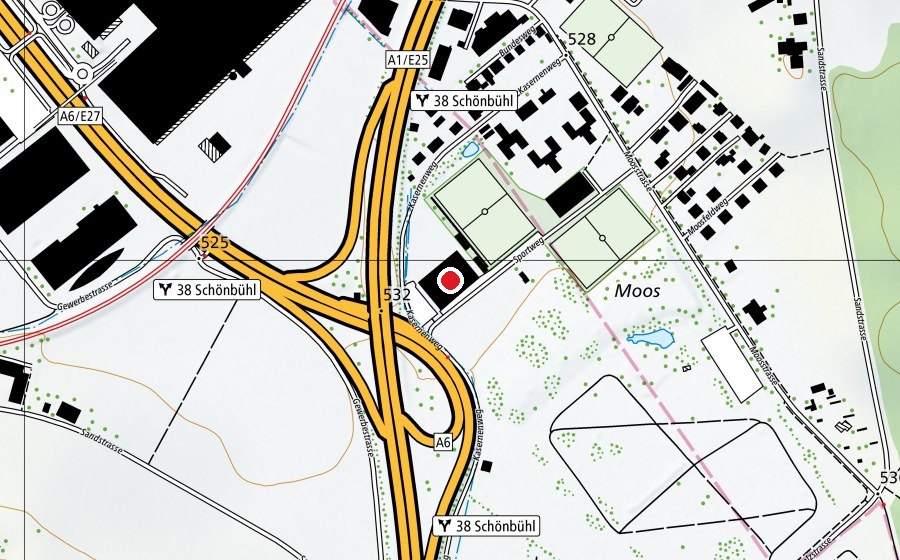 Carte indiquant l’emplacement de Raiffeisen unihockeyARENA (Centre sportif)