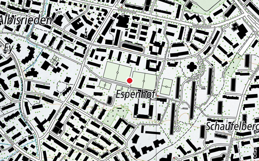 Mappa con la posizione di Rasensportanlage Letzi (Centro sportivo)