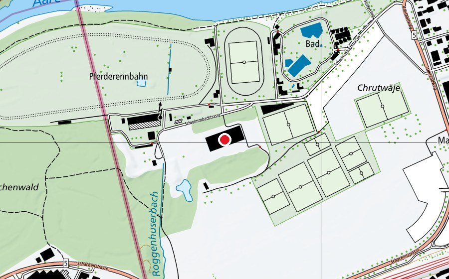 Carte indiquant l’emplacement de Reithalle (Centre sportif)