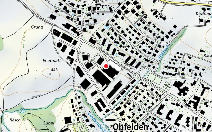 Mappa con la posizione di reuss fit (Centro sportivo)