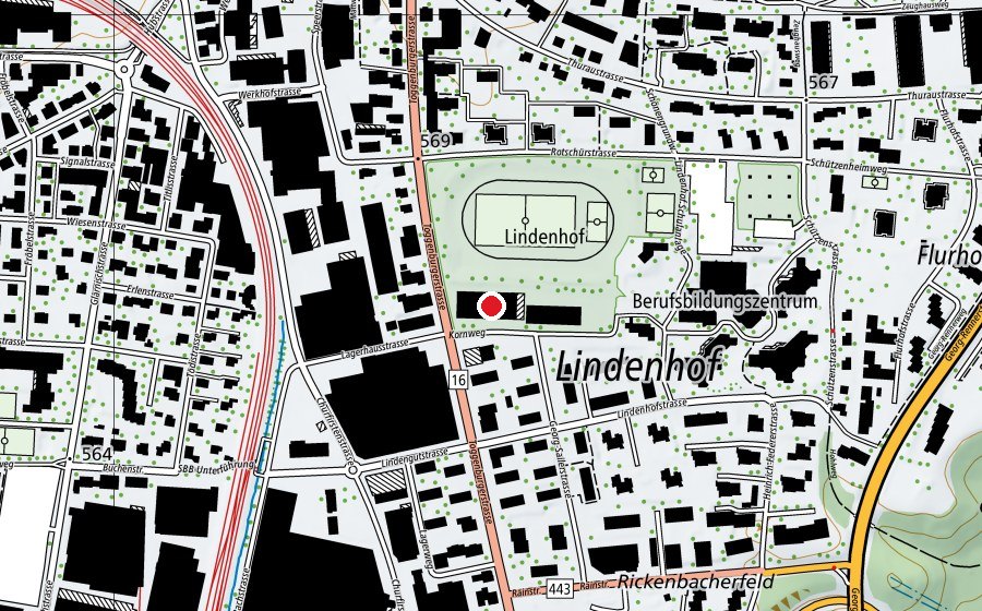 Map showing the location of RLZ (Sports centre)