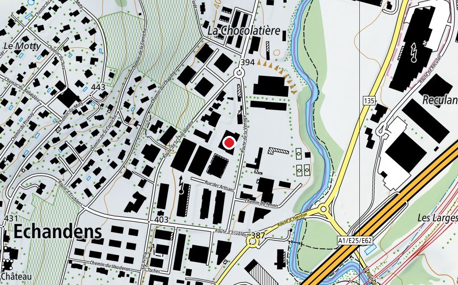 Map showing the location of Rocspot Grimper.ch (Sports centre)