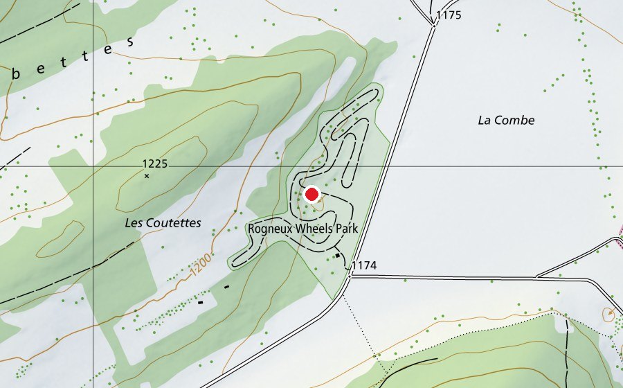 Mappa con la posizione di Rogneux Wheels Park (Centro sportivo)