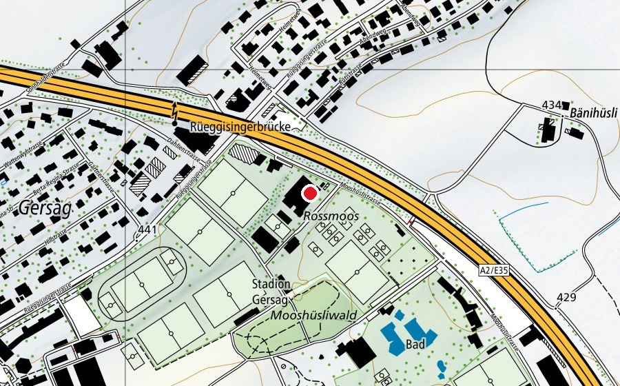 Map showing the location of Rossmoos (Sports centre)