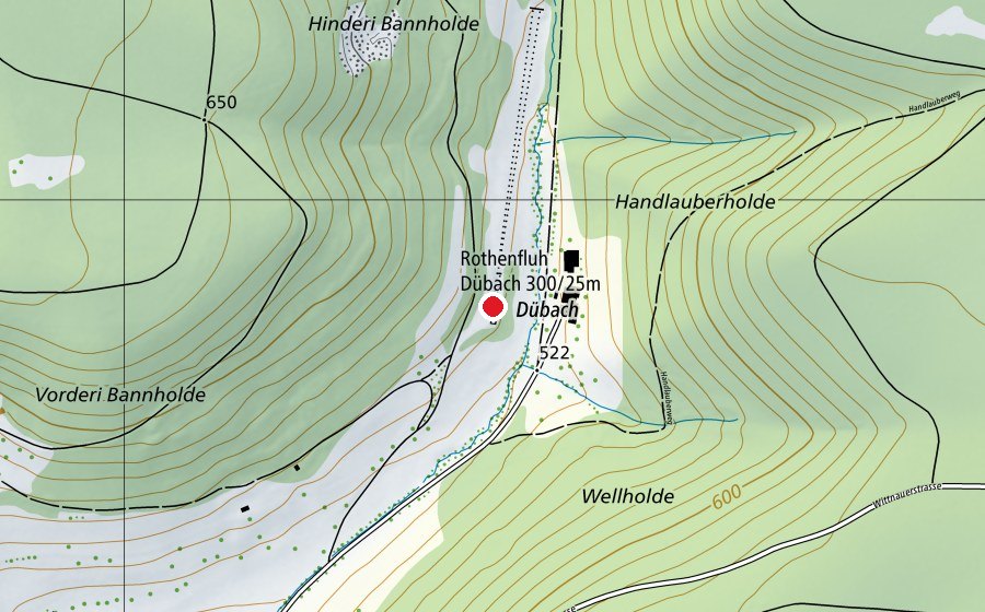 Carte indiquant l’emplacement de Rothenfluh Dübach 300/25 m (Centre sportif)