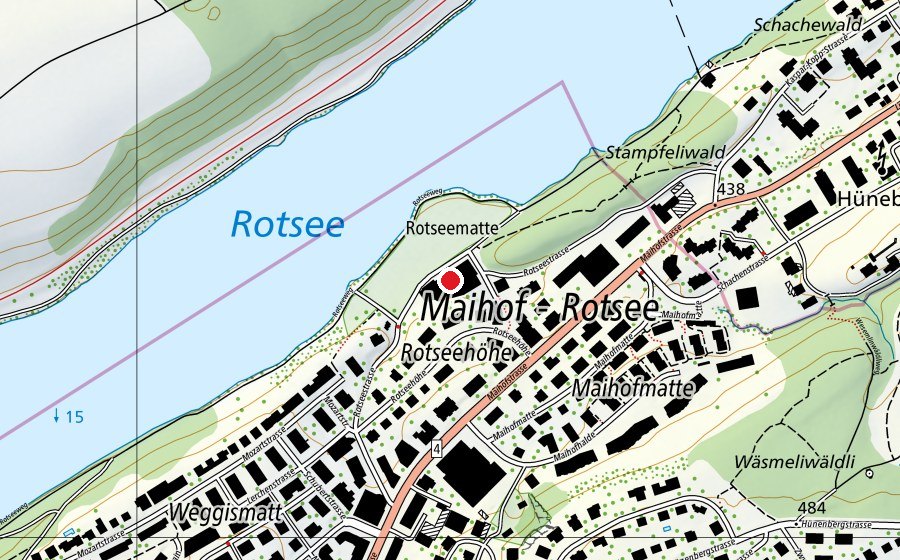 Karte mit dem Standort von Ruderzentrum Luzern - Rotsee (Sportanlage)