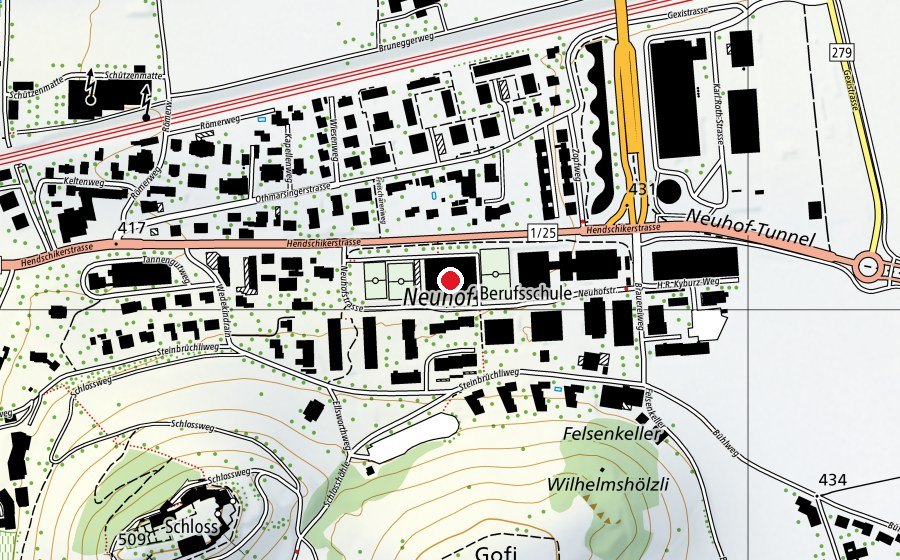 Map showing the location of S - Sporthallen (Sports centre)