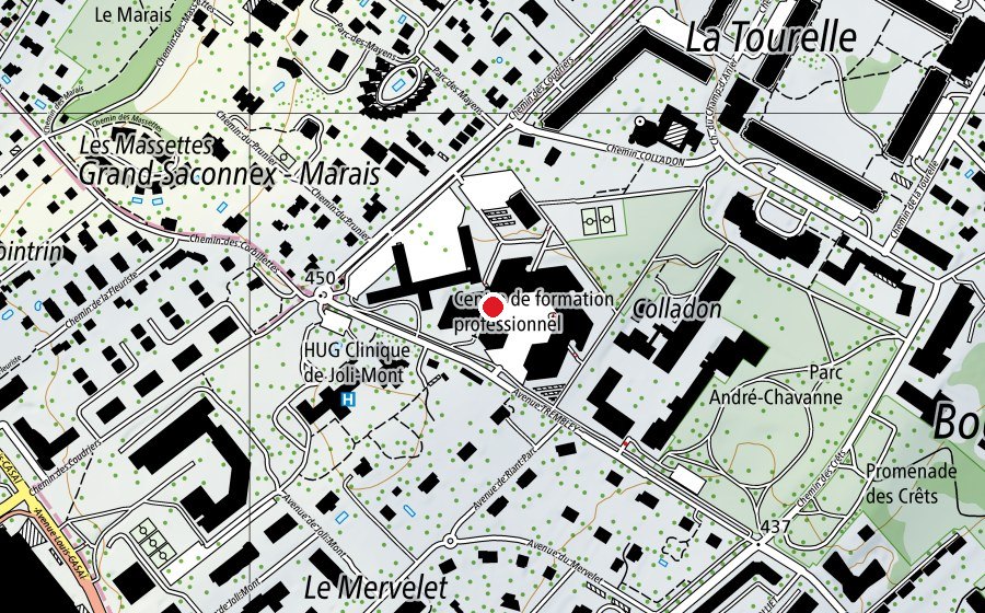 Map showing the location of Salla d'Escalade André Chavanna (Sports centre)