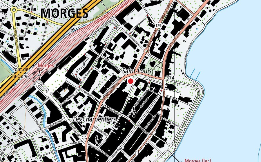 Map showing the location of Salle de gym des Charpentiers (Sports centre)