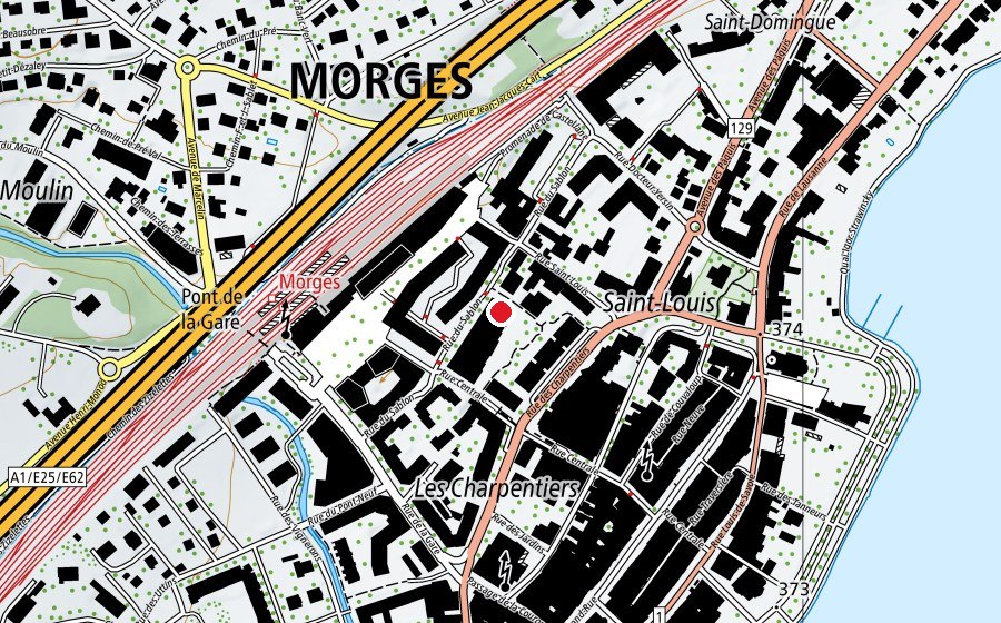 Map showing the location of Salle de gym du Square (Sports centre)