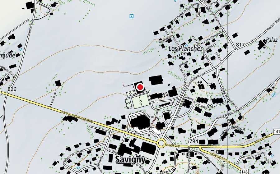 Carte indiquant l’emplacement de Salle de gymnastique (Centre sportif)