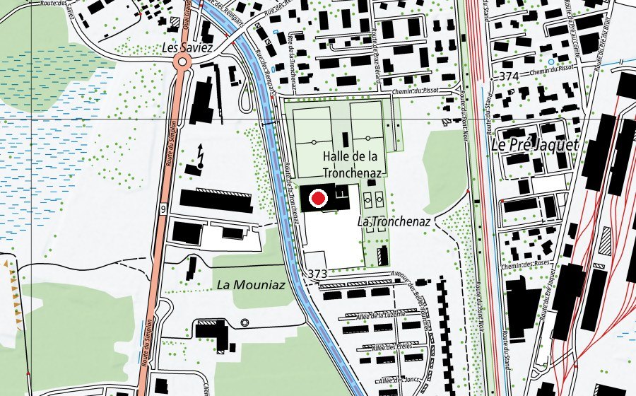 Carte indiquant l’emplacement de Salle de la Tronchenaz (Centre sportif)