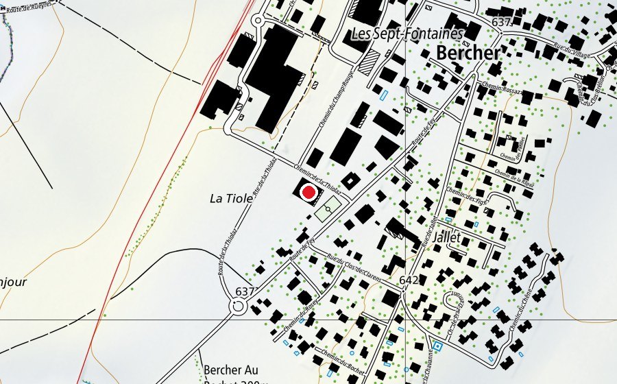 Mappa con la posizione di Salle de sport de Bercher - Sept-Fontaines (Centro sportivo)
