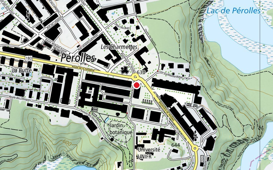 Map showing the location of Salle de sport Pérolles 95B (Sports centre)