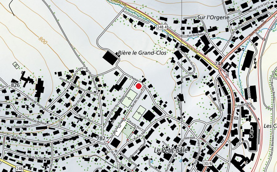 Mappa con la posizione di Salle des Sports (Centro sportivo)