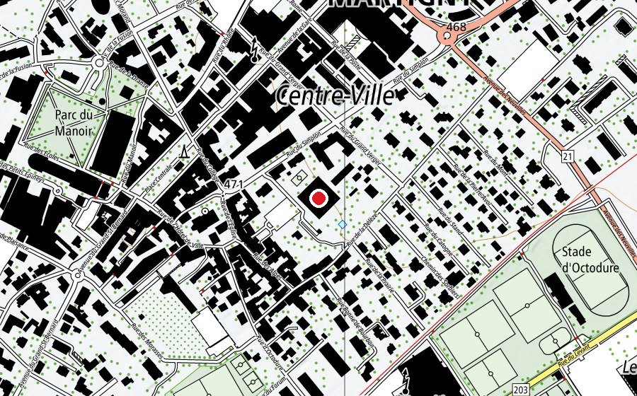 Mappa con la posizione di Salle du Midi (Centro sportivo)