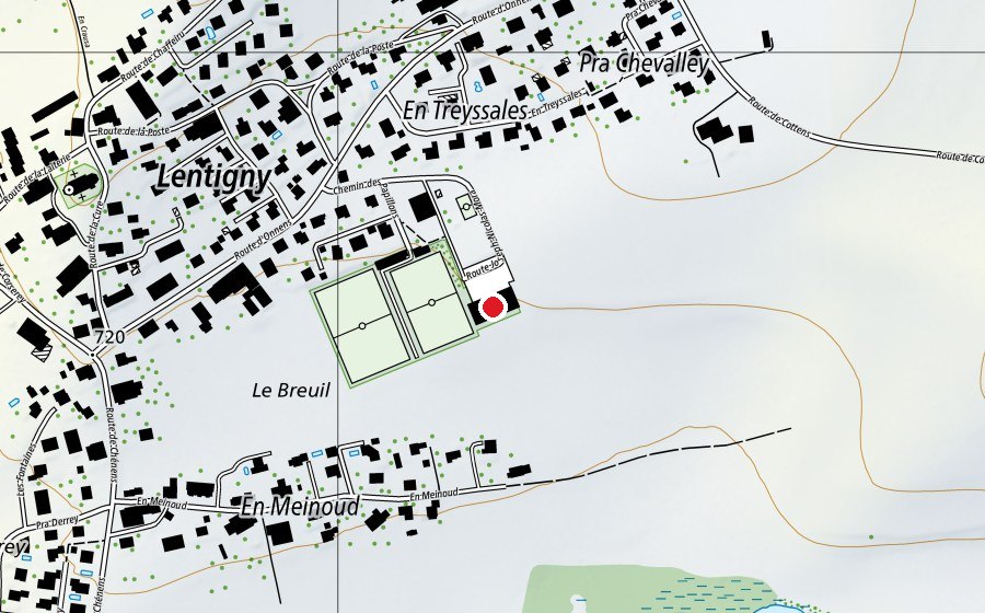 Carte indiquant l’emplacement de Salle Polyvalente (Centre sportif)