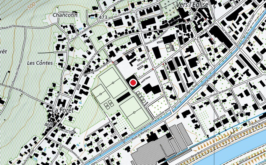 Karte mit dem Standort von Salle polyvalente "La Châtaigne" (Sportanlage)