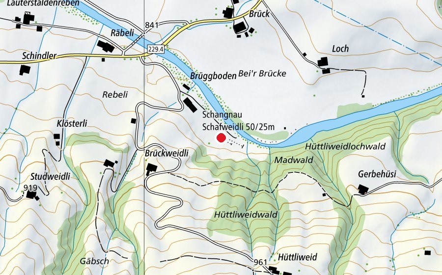 Mappa con la posizione di Schangnau Schafweidli 50/25 m (Centro sportivo)
