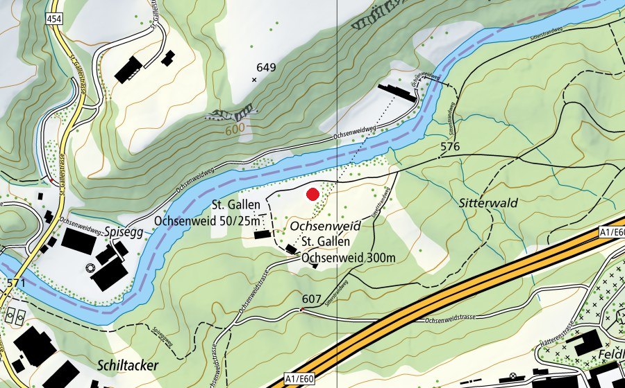 Carte indiquant l’emplacement de Scheibenstand (Centre sportif)