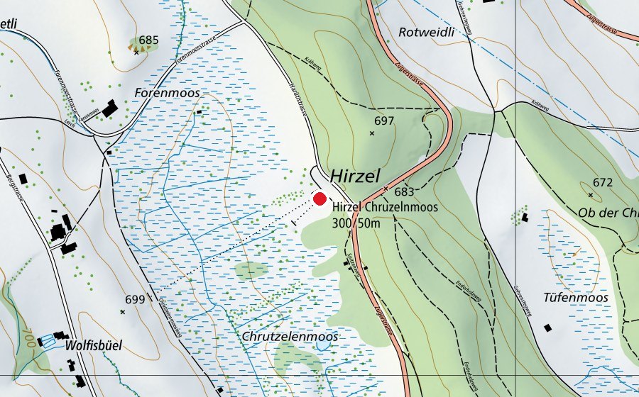 Karte mit dem Standort von Schiessanlage Hirzel (Sportanlage)