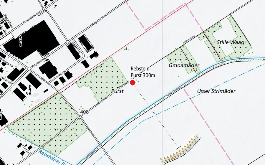 Map showing the location of Schiessanlage Purst (Sports centre)