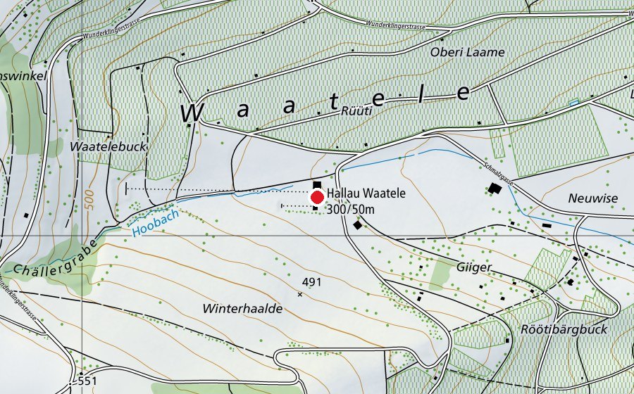 Mappa con la posizione di Schiessanlage Waatelen (Centro sportivo)