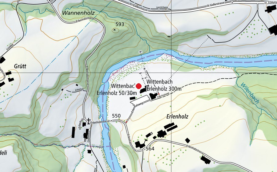 Karte mit dem Standort von Schiessanlage Wittenbach Erlenholz (Sportanlage)