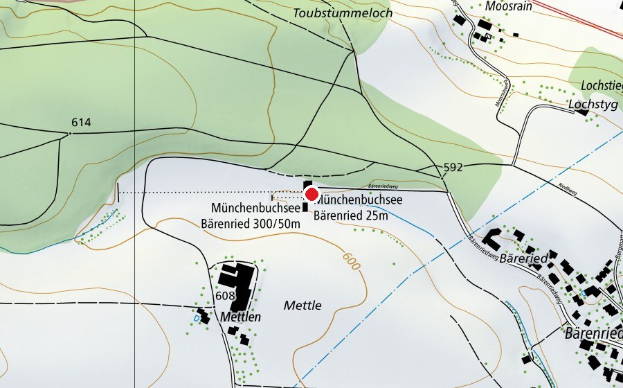 Map showing the location of Schiessplatz Bärenried (Sports centre)