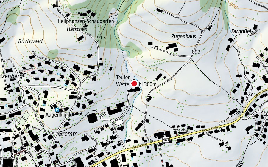 Carte indiquant l’emplacement de Schiesssportzentrum Teufen (Centre sportif)