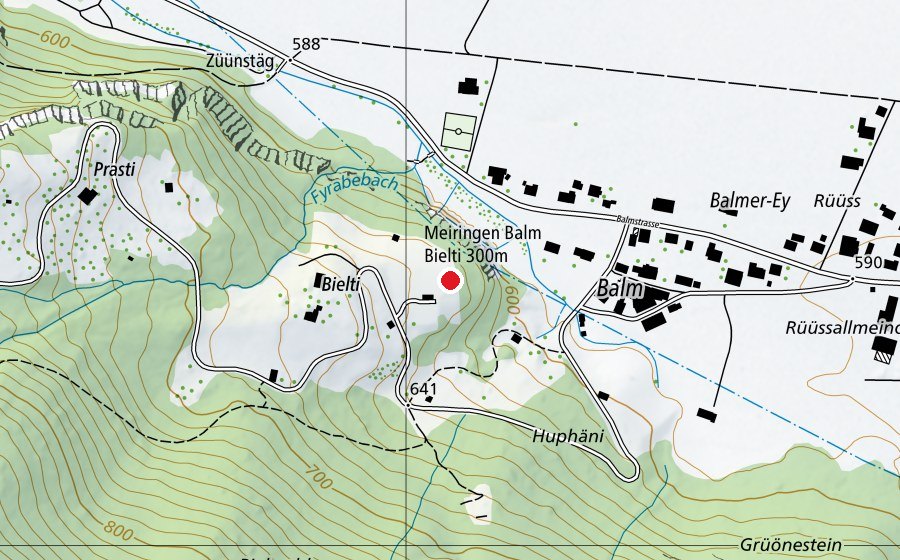 Carte indiquant l’emplacement de Schiessstand 300m Balm (Centre sportif)