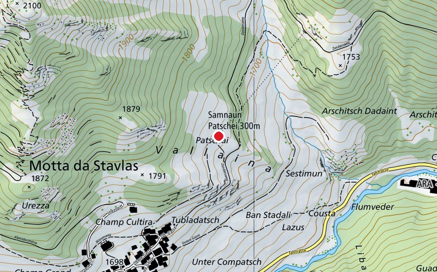 Karte mit dem Standort von Schiessstand 300m Patschai (Sportanlage)