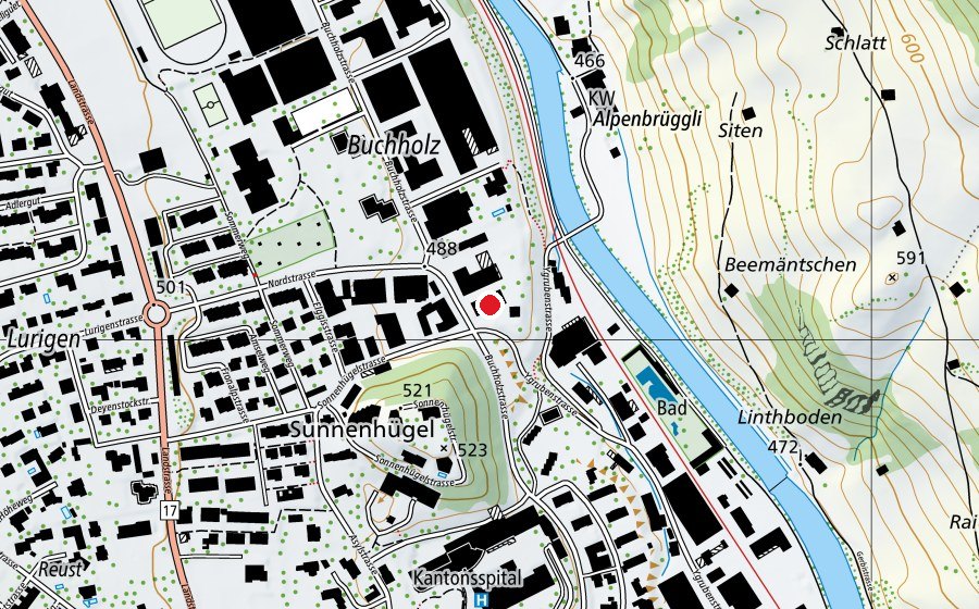Mappa con la posizione di schiessstand.ch (Centro sportivo)