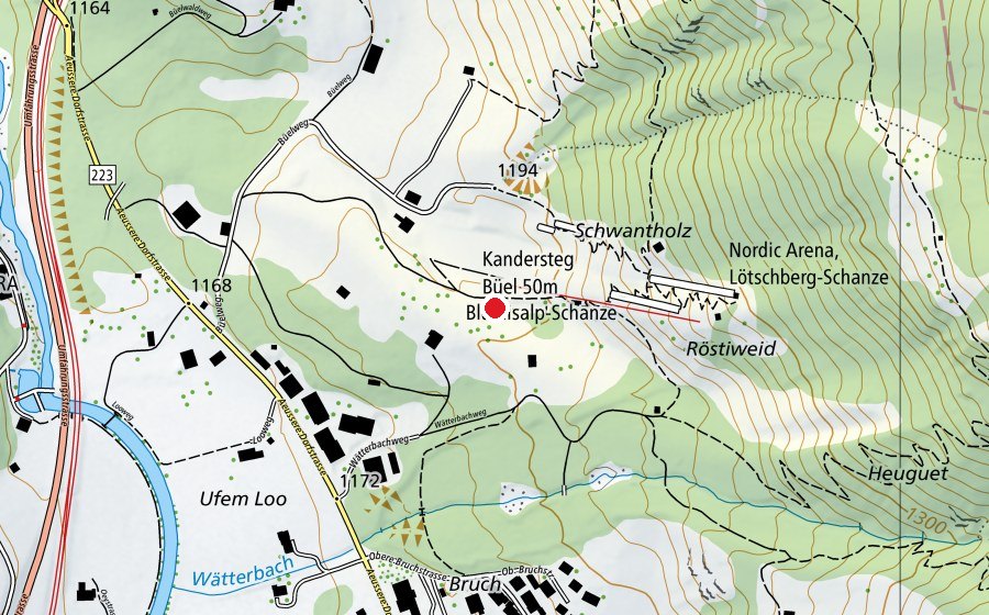 Carte indiquant l’emplacement de Schiessstand Kandersteg Büel 50m (Centre sportif)