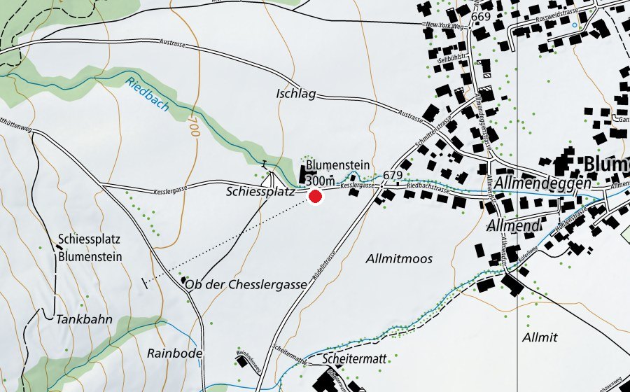 Map showing the location of Schiesstand 300m (Sports centre)
