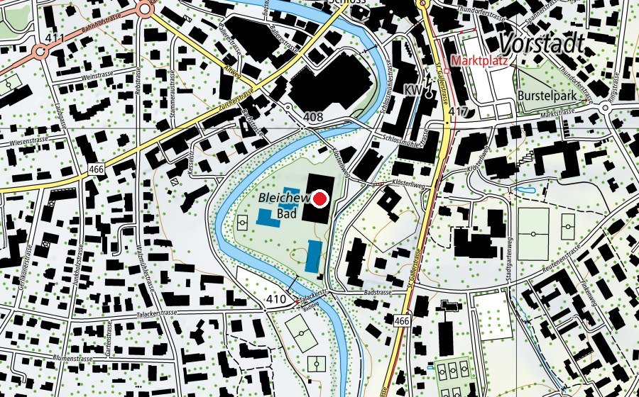 Mappa con la posizione di Schlossbadi Frauenfeld (Centro sportivo)