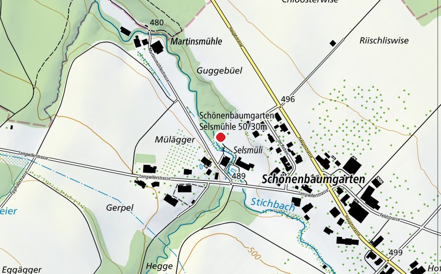 Map showing the location of Schönenbaumgarten Selsmühle 50/30 m (Sports centre)