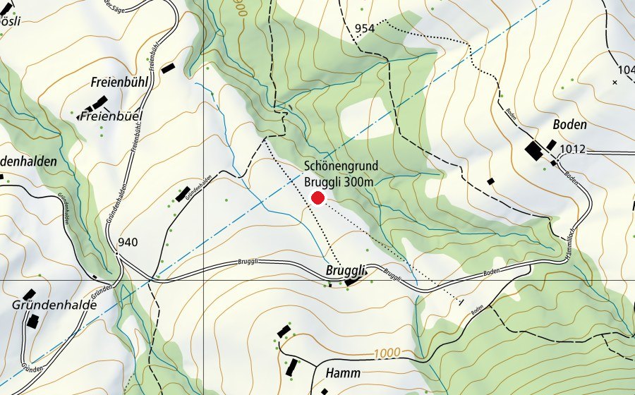 Mappa con la posizione di Schönengrund Bruggli 300 m (Centro sportivo)