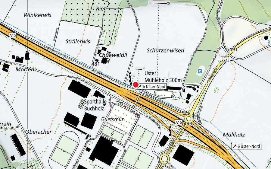 Karte mit dem Standort von Schützengesellschaft Uster (Sportanlage)