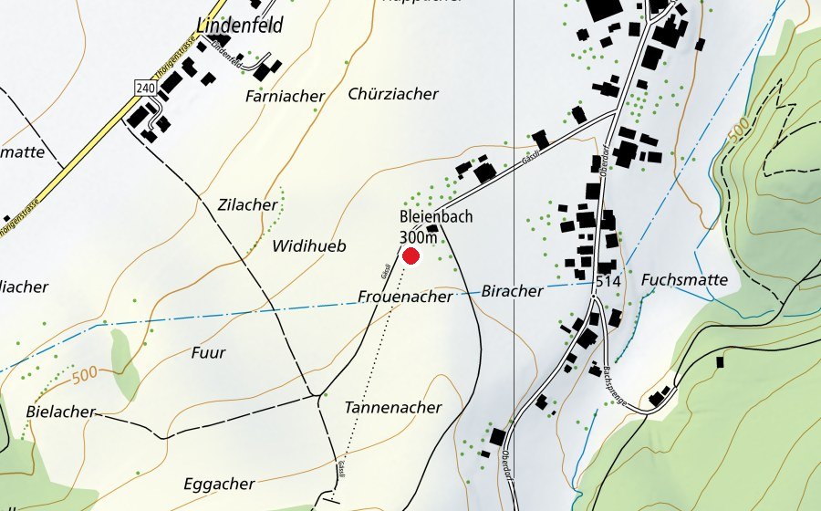 Mappa con la posizione di Schützenhaus (300m) Bleienbach (Centro sportivo)