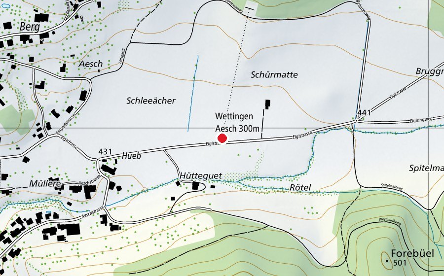 Carte indiquant l’emplacement de Schützenhaus Aesch (Centre sportif)