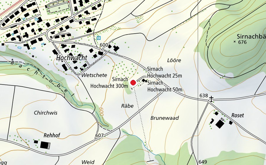 Map showing the location of Schützenhaus Hochwacht (Sports centre)