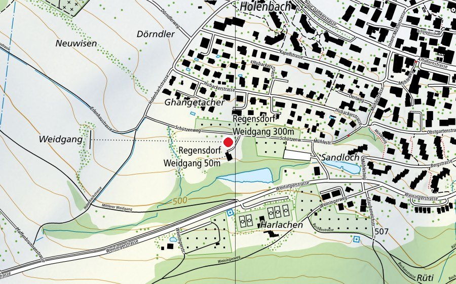 Map showing the location of Schützenhaus Regensdorf (Sports centre)